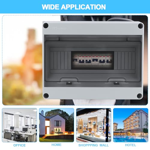 Sicherungskasten Aufputz, Verteilerkasten Aufputz,IP65 Waterproof Sicherungskasten Aufputz,mit Messingklemmen, Unterverteilung Aufputz 1 Reihig für 12 Modules, für Garten,Außenbereichen, Villen