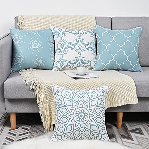 Throw Pillow Covers Decorative Throw Pillow Case Modern Pattern Square Pillow Covers Cushion Case For Room Bedroom Room Sofa Chair Car, Baby Blue, 20 X 20 Inch #TOP1