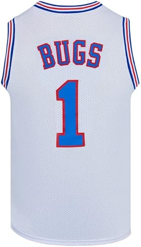 CNALLAR Youth Basketball Jersey Bugs #1 Space Movie Jersey Boys Sport Shirts (White, Youth Small)