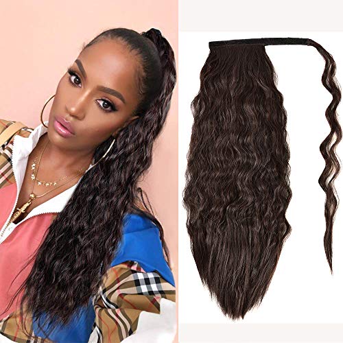 Hair Ponytail Extension Corn Wave Pony Tails Heat Resistant Loose Wavy Curly Ponytail Hair Extensions Ponytail Synthetic Wrap Around Ponytail Hairpiece for Women Girls Lady (22in, 2/33)