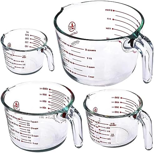 Le’raze Glass Measuring Cups Set of 4 – Heat-Resistant, Easy-Read Measurements, Ergonomic Handle & Pour Spout, Dishwasher Safe, Kitchen Bakeware Liquid Batter Mixing Bowls (1 cup, 2 cup, 4 cup, 8 Cup) - Thumbnail 5