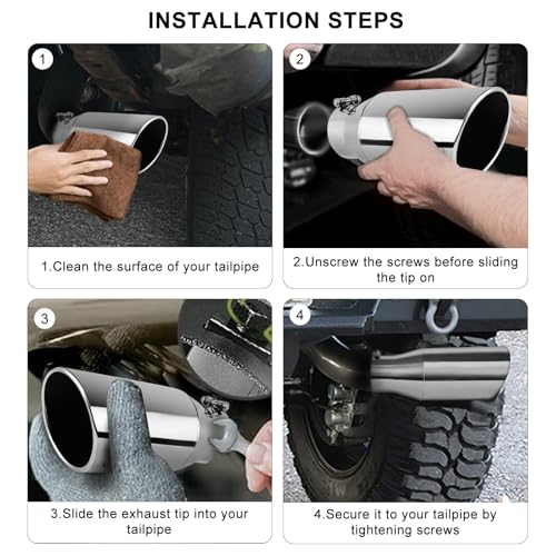 MuHize 3.5" Inlet Exhaust Tip, 5" Outlet x 12" Overall Length, Bolt-On Rolled Edge Stainless Steel Polished, Fits 3.25" - 3.48" Outer Diameter Tailpipe, High Performance Tail Pipe for Truck SUV Car by MuHize - Image 3