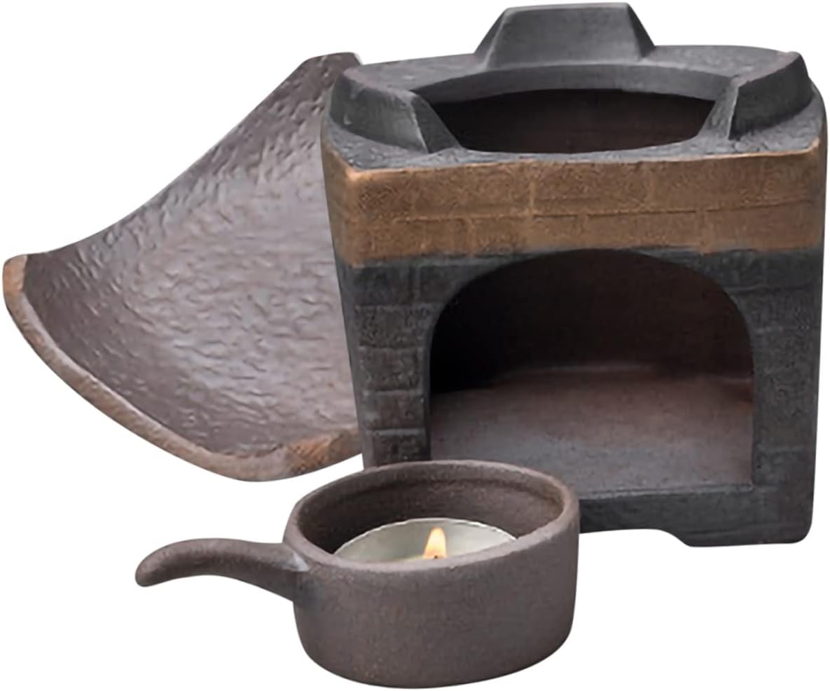 Zerodeko 1Set Tea Warmer Ceramic Teapot Heater Compact Retro Design for Home Office Heat Resistant Living Room Tea House Decor