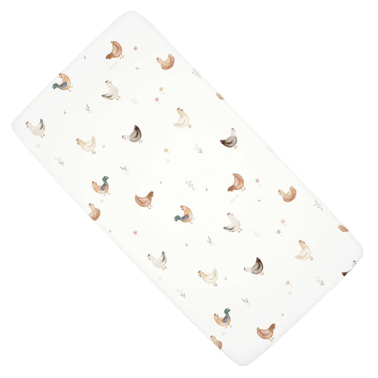Drap housse berceau 40 x 80 cm SEVIRA KIDS en satin coton fabriqué en France motif Gallina