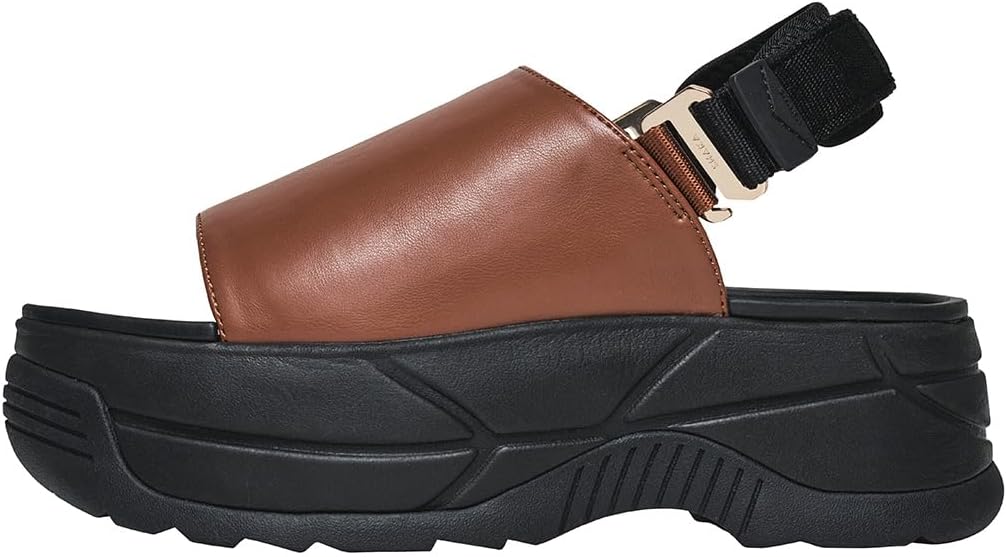 pium ボリュームリボンフリルベルトサンダル ブラック×ピンク S