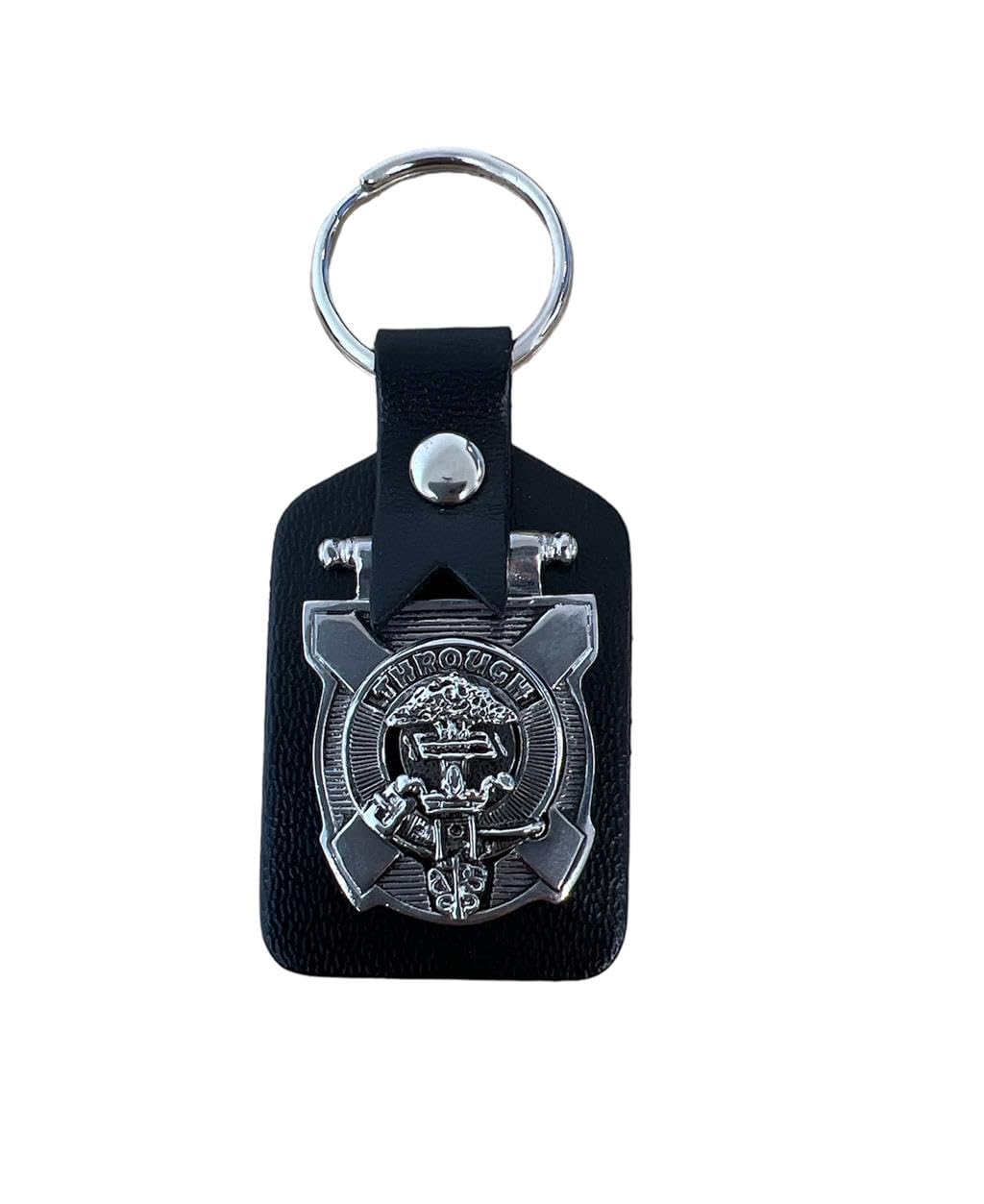 Hamilton Clan Crest Pewter & Leather Keyring Key Fob