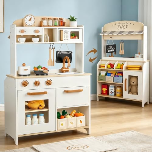 Dual-Sided Play Kitchen Set with Coffee Machine