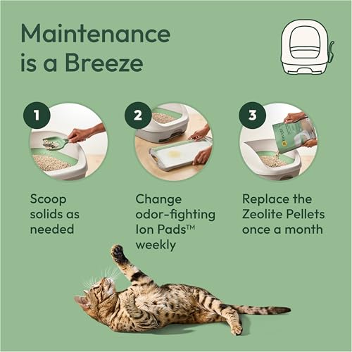 Image of Purina Tidy Cats Breeze Covered Cat Litter Box System Kit with Pellet Cat Litter, Hooded Litter Box, and Litter Box Pads