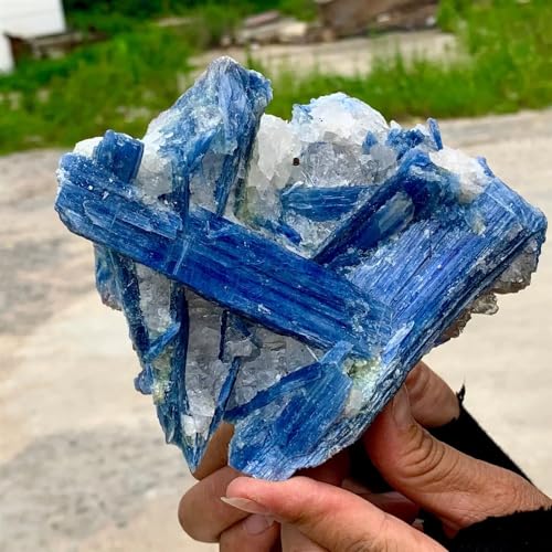 Cianita azul con cuarzo de 450g para decoración zen y armonización de espacios de trabajo 7
