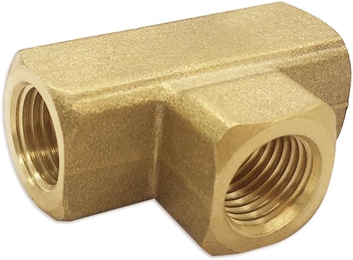 Hooshing Brass Pipe Fittings 1/4" x 1/4" x 1/4" NPT Female Tee Adapter for Air Compressor Gas Line Plumbing