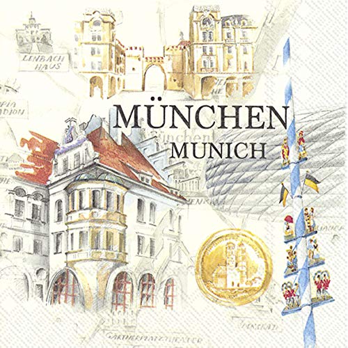 Preisvergleich Produktbild 20 Servietten Stadt München / Bayern / Deutschland / Sehenswürdigkeiten 33x33cm