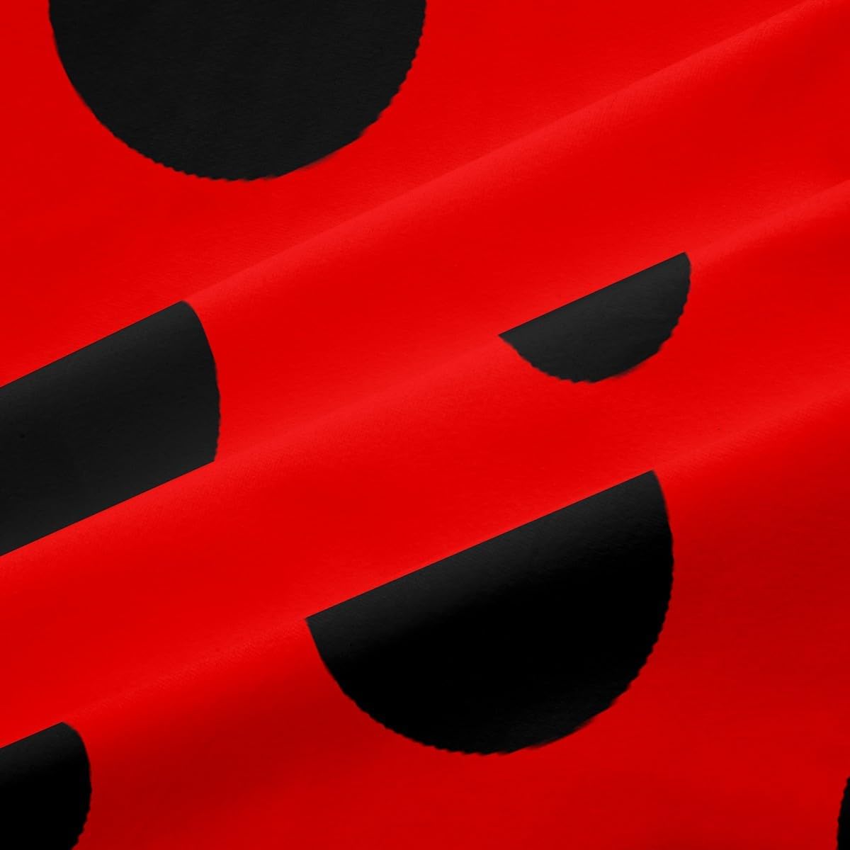 Castle Fairy Ladybug Window Curtains,Red and Black Curtain,Polka Dot Pattern Window Drapes for Kids Teens Boys Young Man,Modern Bedroom Decorative,Cartoon Theme Curtain,38Wx54L