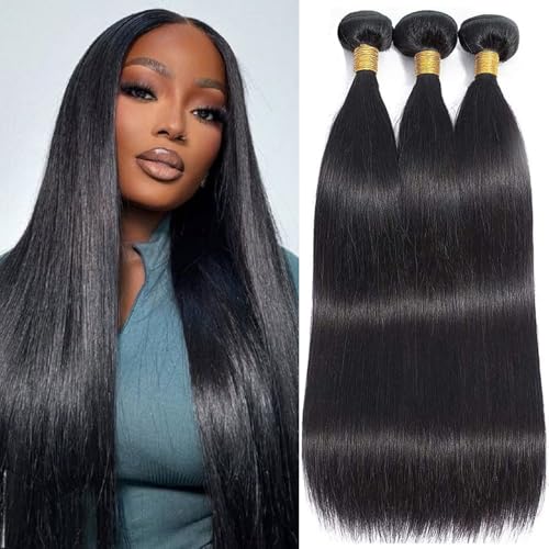 12A Straight Bundles Human Hair 22 24 26 Inch 3 Bundles Human Hair Straight Human Hair Bundles 100% Unprocessed Brazilian Virgin Human Hair Extension