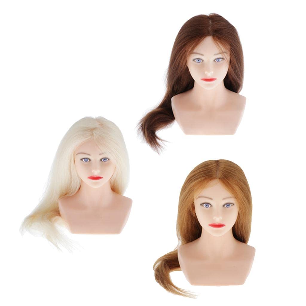 TISHITA Haarstyling Kopf Trainingskopf Frisierkopf Kosmetologie Puppenkopf mit Glattem Waschbarem Und Nicht Haarendem Haar für Damen Schüler Zuhause Salon, Beige