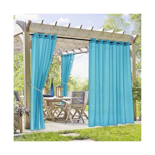 LIZHAYG Gazebo Curtains 2/4PCS Outdoor Sheer Curtains, Waterproof, Light, Semi-Sheer, Grommet Top For Courtyards, Terraces, Swimming Pools, Balconies(Teal,W54xH108(inch)-4PCS)