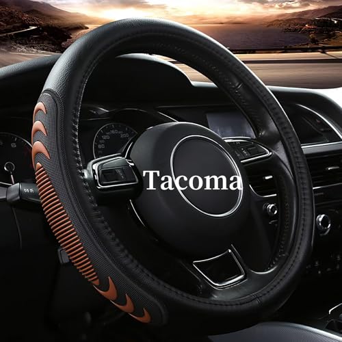 Leather Steering Wheel Cover for Toyota Tacoma 4Runner Tundra, 15.5-16 inches Car Steering Wheel Cover with Anti-Slip Massage Particle (Brown)
