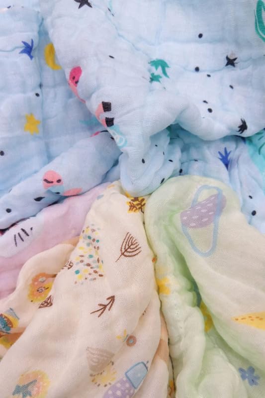 Image of Khillayox Baby Muslin Bath Towel |6 Layer Muslin Bath Towel | Soft, Breathable & Highly Absorbent | Gentle and Soft | 60x120 cm Pack of 1 Sky