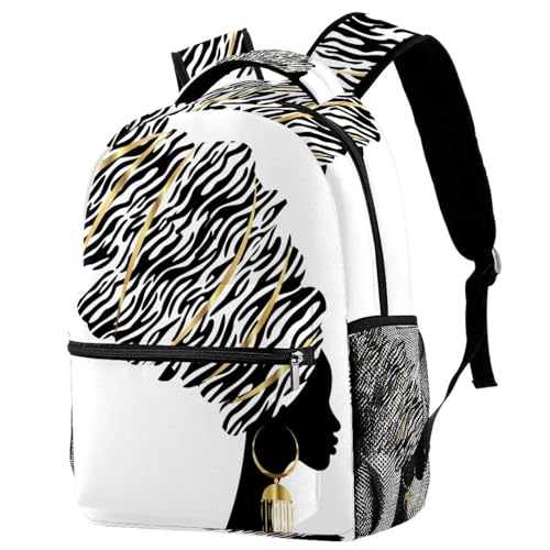Sac à dos d'école motif femme africaine multicolore de 40cm de hauteur