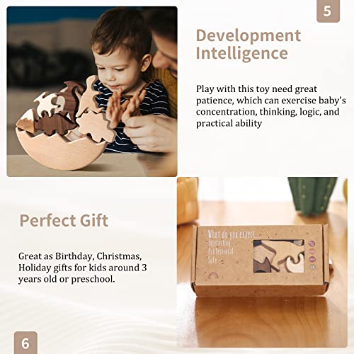 Samonyed Wooden Dinosaur Toys, Dinosaur Toys For Kids 3-5, Wooden Stacking Dinosaur Toys, Stacking Toys For Toddlers 1-3,Montessori Toys For 1 2 3 Year Old #TOP4