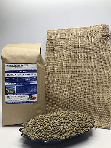 5 Pounds – Espresso Blend – Southern Italy – Unroasted Green Coffee Beans – 3-Region Trio – Africa, Indonesia, Asia – Flavor Profile Bright Citrus, Red Apple, Blackberry, Clove – Includes Burlap Bag #TOP3