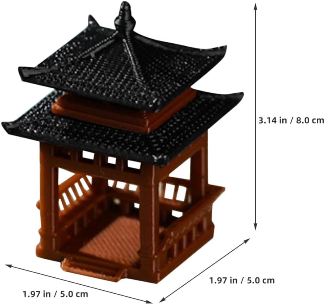 NUOBESTY Miniature Pavilion Ornament for Bonsai Garden Decor Plastic