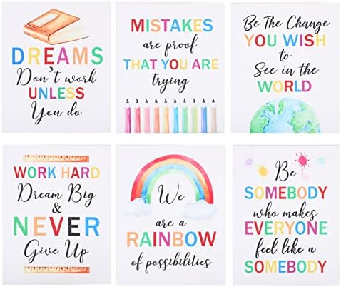 HOMSFOU 6 Pcs Colorful Words Art Prints Inspirational Quote Typography Art Print Set Motivational Saying Canvas Poster for Kids Baby Bedroom Nursery Classroom Playroom Decor