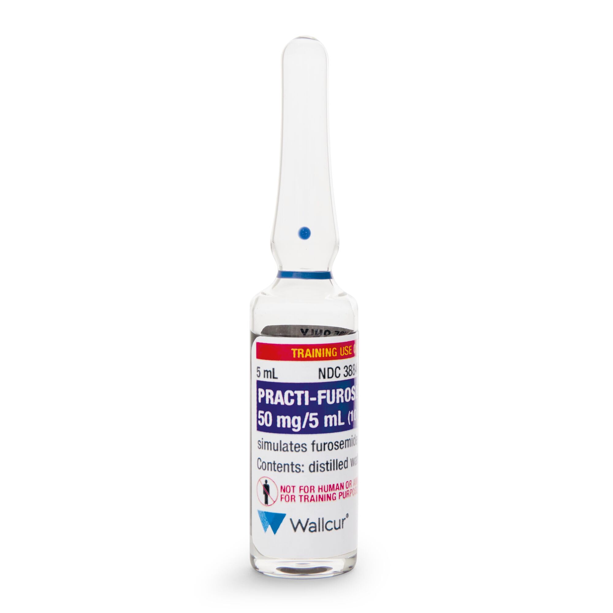 Wallcur Practi-Furosemide 50mg/5mL Ampule (Pack of 100) - Simulation Product for Medical Training