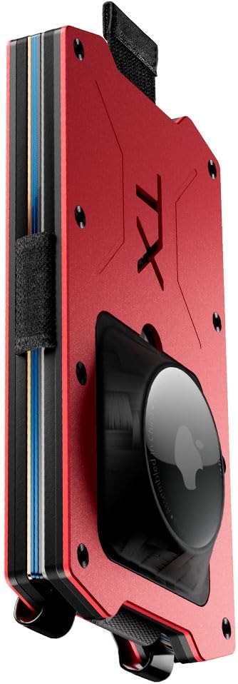 Wallet | Minimalist Slim Metal anti RFID Wallet with Money Clip | Front Pocket Wallet | Pro Slide Edition (Airtag Ready, Vivid Red)