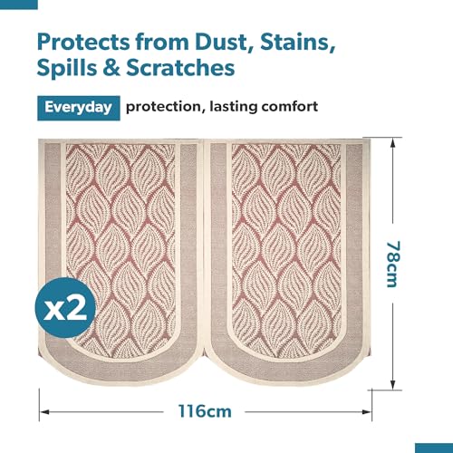 Image of Kuber Industries (Set of 4) Stylish & Durable Net Cotton Sofa Covers 2 Seater | Aesthetic Sofa Protector /Mat & Slipcover for Hall, Living Room & Office | Coconut Bright - Maroon
