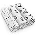 Muslin Cotton Baby Swaddle Blankets 3 Pack 47"x47" by Fawn Hill Co - Unisex Black and White Design for Boys or Girls