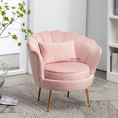 Image of Living Room Vintage Velvet Fabric Tub Armchairs with Metal Leg Armrests Lounge Comfortable Royal & Luxury (Pink, Single Chair)