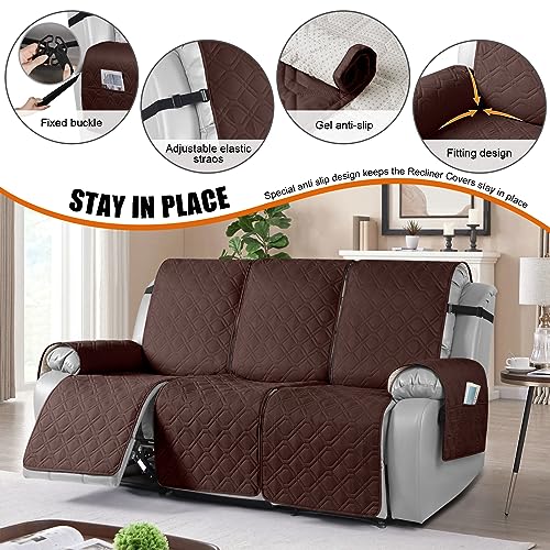Image of VANSOFY Waterproof Recliner Couch Covers Washable, Coffee,3 Seater | 1-Piece, Non-Slip with Elastic Straps, Sofa Cover with Pocket for Dogs, Pets