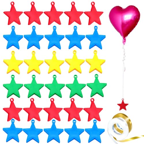 30 Pieces Balloon Weight with Ribbon for Helium Balloons - Colorful Party Decoration Supplies for Birthday and Celebration