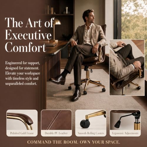 MOJAY Gold Base Leather Chair