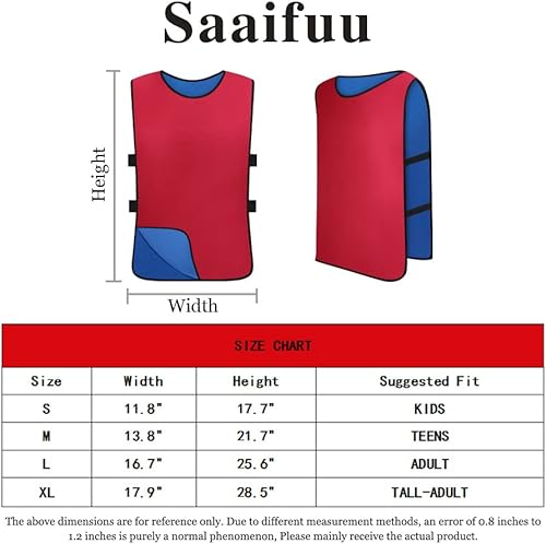 Miniatura 5 de Paquete de 12 pinnies numerados reversibles, chaleco de doble cara, camisetas de práctica en equipo para niños y adultos