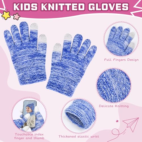 Image of ZOORON Kids Winter Hat Gloves Scarf Set, Girls Boys Hats Beanie with Pom