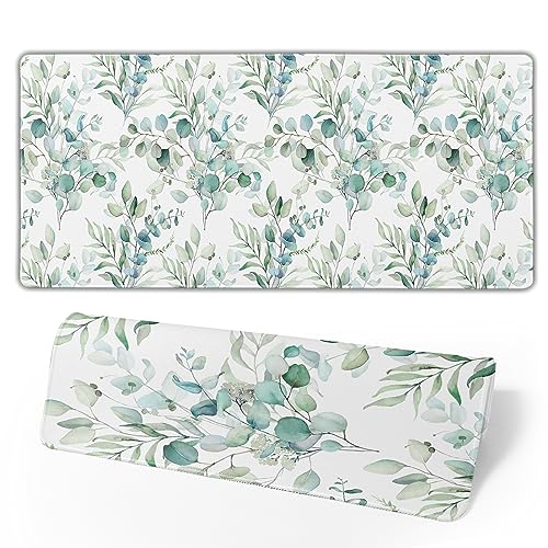 Image of Large Mouse Pad 31.5x11.8 Inches XL Extended Gaming Mousepad Green Leaves Desk Mat for Desktop, Long Computer Keyboard Mouse Mat Non-Slip Base Desk Pad for Home Laptop Game Office Work