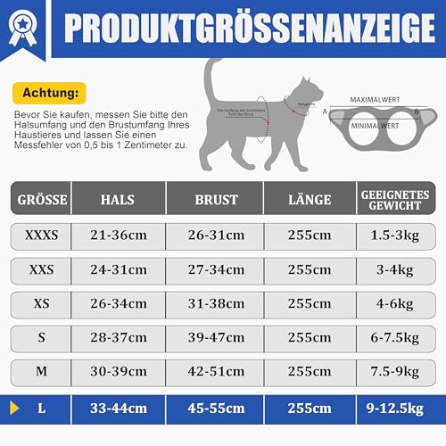 Hundegeschirr Set L mit 255cm Langer Leine – Gepolstertes Softgeschirr für mittlere Hunde – Sicherer Halt & Optimale Kontrolle durch Step-In Design – Beige