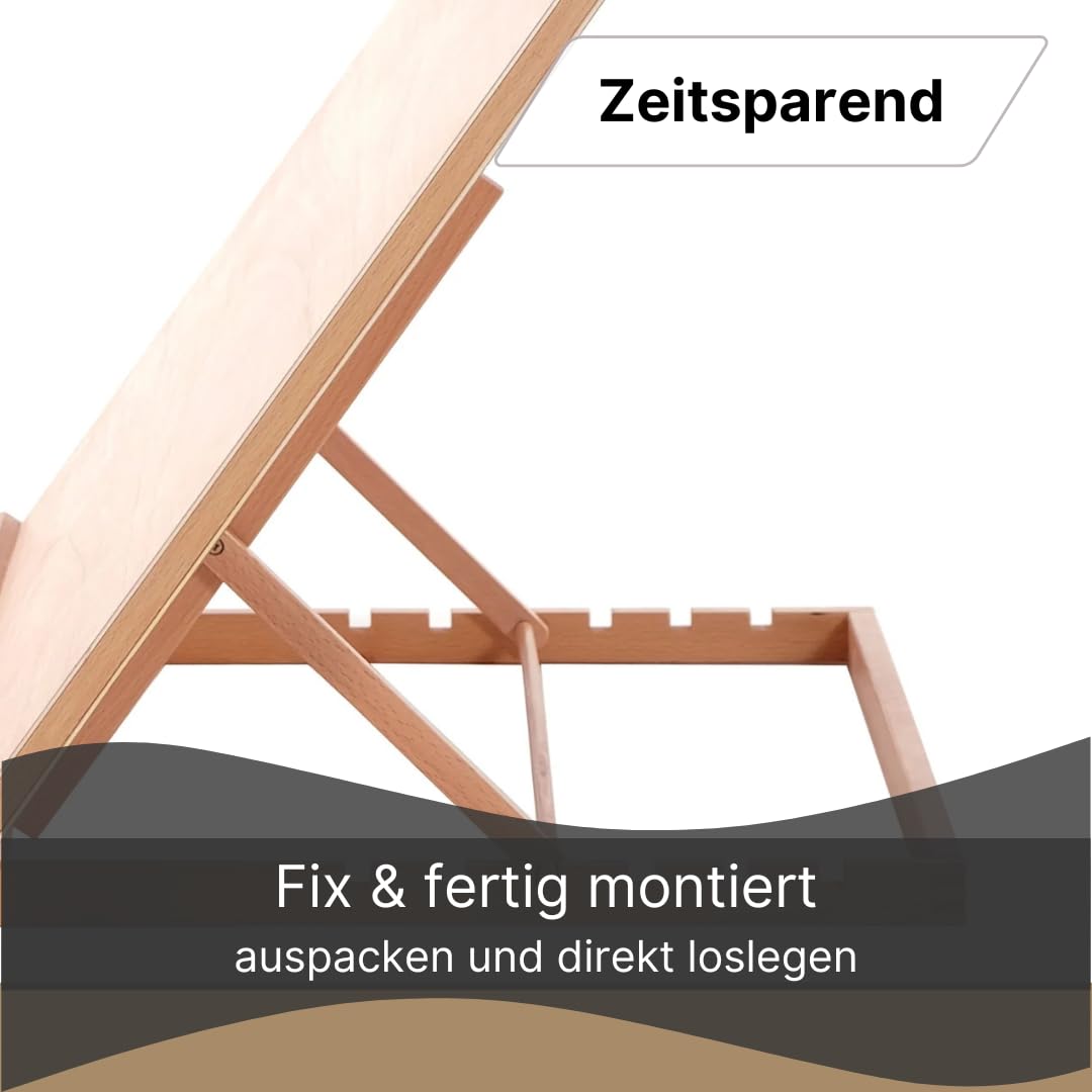 ZEICHENTISCH WORKSTATION | Buchenholz | Tischstaffelei für Malvorlagen bis DIN A2