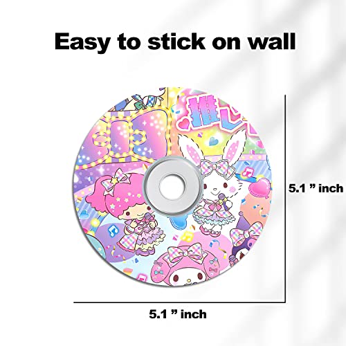 Hk Studio Kawaii Records For Wall Aesthetic 5.1" Pack 16 - Pvc, Cd Size Kawaii Record Wall Decor For Dorm, Wall Collage Kit, Bedroom - Kawaii Room Decor For Teen Girls #TOP1