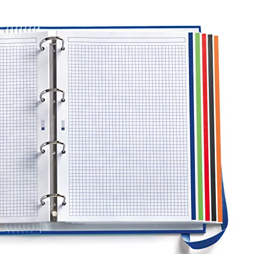 Miquelrius - Ringbuch mit 4 Ringen und 100 karierten Blättern, mit Gummizug, Marineblau