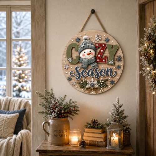 Image of Winter Decorations - Cozy Season Door Sign for Front Door | Winter Decor