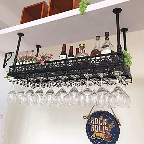 Estante de vino de techo y soporte para botellas de vino invertido 5