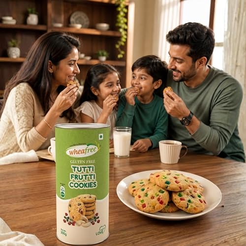 Image of Wheafree Gluten Free Tutti Frutti Cookies (Pack of 2 x 200g each) | Tasty, Crunchy & Flavoured| Best Teatime Snacks, Healthy & Nutritious | Handmade Cookies