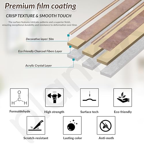 Image of Plantex Wall Panels /Louvers Panel for Wall 8 Feet /Charcoal Panel for Interior Wall Decor /3D Wall Panel - Pack of 3 Covers - 10 Sq. Ft, Size-5 Inch x 8 Feet (Brown Gold Elegance)