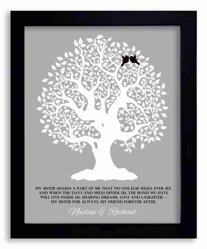 8x10 Framed Art Print - Gift for Sister Family Tree Sister Shares A Part of Me Personalized Gift for Sister from Sister-in_Law - With Solid Wood Frame & Gift Wrapping LTC-P1121