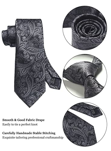 Image of Paisley Floral Mens Tie Formal Necktie Pocket Squares Ties Clips Cufflinks Classic for Men Set