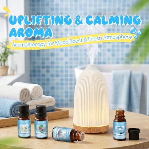 Miniatura 5 de AESHORY Set de Aceites Esenciales de Lavandería 6 x 10ML, Aceite de Fragancia de Aromaterapia Limpio Fresco para Humidificador - Abril Limpio, Floral Fabuloso, Sándalo & Vetiver, Flores & Bayas