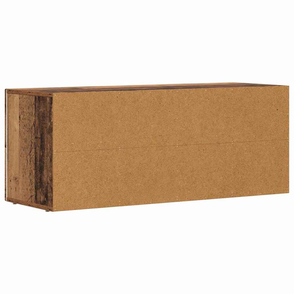 Szafka pod telewizor, stare drewno, 100 x 35 x 40 cm, materiał drewnopochodny, z 7 półkami, do salonu, sypialni, do przechowywania mediów