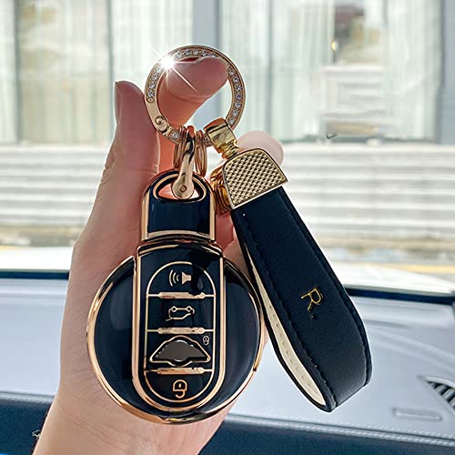 ontto Coque de Protection pour clé de Voiture BMW Mini Cooper S One Clubman Countryman F54 F55 F56 F57 F60 Accessoires Télécommande Porte-clés TPU Étui à clés Noir R